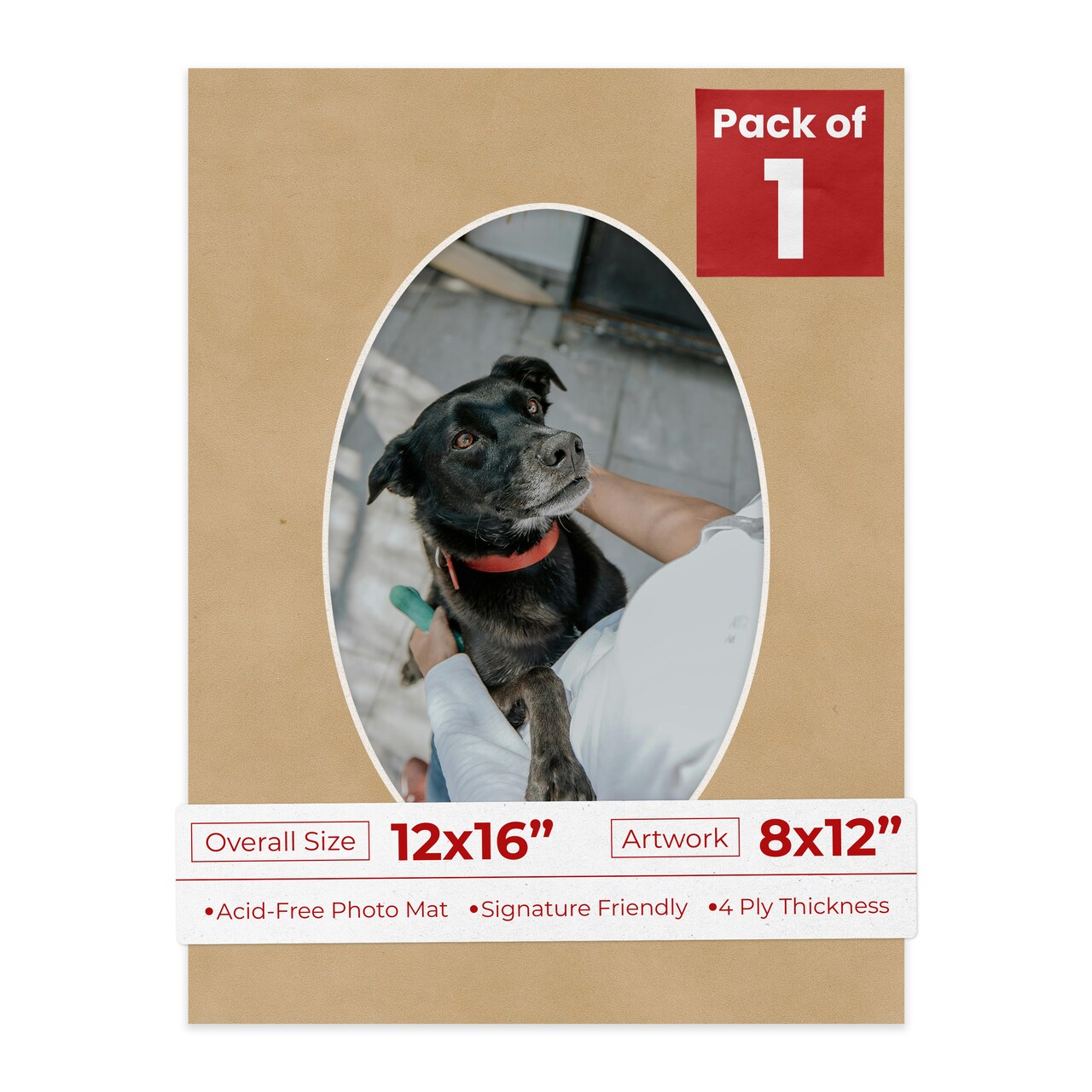 Beige Suede Mat Board for 12x16 Frames - Oval Opening for 8x12 Photos